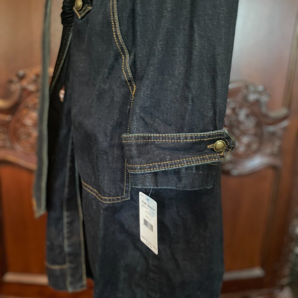 Brand New with Tags Free People Structured Belted Denim Jacket in Indigo, Size L - Picture 7 of 15